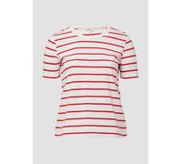 Verkürztes Baumwoll-T-Shirt mit Streifen 44 creme 2168599.02G2.44