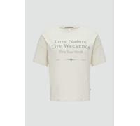 Verkürztes Baumwollshirt mit Frontprint L creme 2153326.05D0.L