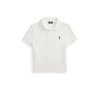 Verkürztes Poloshirt mit Zopfmuster S White
