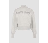 Verkürztes Sweatshirt mit Stehkragen und Strass-Wording S grau 2158304.94D0.S