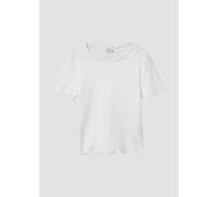 Verkürztes T-Shirt im Slim Fit mit Wellensaum 158/164 weiß 2165030.0100.158_164