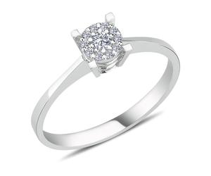 Verlobungsring 0,50 Carat Solitär Effect Diamant Ring 8 Karat Weißgold