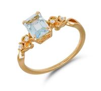 Verlobungsring Au 375/585/750 Gold mit Rechteck Hellblau Topas in 4 Klaue
