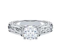 Verlobungsring aus Sterlingsilber, gedrehtes Unendlichkeitsmuster, 1 Karat, runder Brillantschliff, künstlicher Diamant oder echter Moissanit-Solitärring, Metall Sterling Silber Metall: Aus