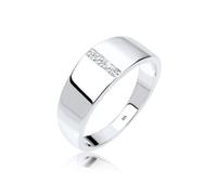 Verlobungsring ELLI DIAMONDS "Basic Bandring Diamant (0.015 ct.) 925 Silber" Gr. 56, weiß, Fingerringe, Damen, 56mm, P1 = bei 10-facher Vergrößerung erkennbare Einschlüsse, Silber 925 (Sterlingsilber)