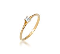 Verlobungsring ELLI DIAMONDS "Diamant Weiß Brillantschliff (0.06ct) 585 Gelbgold" Gr. 54, gold, Fingerringe, Damen, 54mm, 0,06 P1 = bei 10-facher Vergrößerung erkennbare Einschlüsse, Gelbgold 585, 1mm