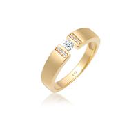 Verlobungsring ELLI DIAMONDS "Diamant Weiß Brillantschliff (0.14 ct) 585 Gelbgold" Gr. 52, gold, Fingerringe, Damen, 52mm, 0,03 P1 = bei 10-facher Vergrößerung erkennbare Einschlüsse, Gelbgold 585, 5m
