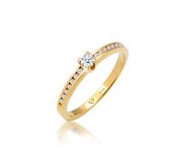 Verlobungsring ELLI DIAMONDS "Diamant Weiß Brillantschliff (0.18 ct) 585 Gelbgold" Gr. 58, gold, Fingerringe, Damen, 58mm, 0,07 P1 = bei 10-facher Vergrößerung erkennbare Einschlüsse, Gelbgold 585, 2,