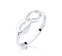Verlobungsring ELLI DIAMONDS "Infinity Unendlich Diamant 0.03 ct. 925 Silber" Gr. 58, weiß, Fingerringe, Damen, 58mm, 0,01 P1 = bei 10-facher Vergrößerung erkennbare Einschlüsse, Silber 925 (Sterlings