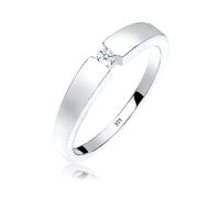 Verlobungsring ELLI DIAMONDS "Klassisch Bandring Diamant 0.06 ct. 925 Silber" Gr. 54, weiß, Fingerringe, Damen, 54mm, 0,06 P1 = bei 10-facher Vergrößerung erkennbare Einschlüsse, Silber 925 (Sterlings