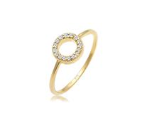 DIAMORE, Ring Kreis Geo Diamant Verlobung 0.08 Ct. 375 Gelbgold in gold, Schmuck für Damen Gr. 56 mm