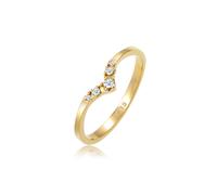 Verlobungsring ELLI DIAMONDS "V-Form Diamant (0.07 ct) 585 Gelbgold" Gr. 52, gold, Fingerringe, Damen, 52mm, 0,01 P1 = bei 10-facher Vergrößerung erkennbare Einschlüsse, Gelbgold 585, 1mm, Verlobungsr