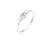 Verlobungsring ELLI "Glas Kristalle Synthetische Perle Weiß 925 Sterling Silber" Gr. 54, silber, Fingerringe, Damen, 54mm, Silber 925 (Sterlingsilber), 1mm, Verlobungsring (49470462-54)