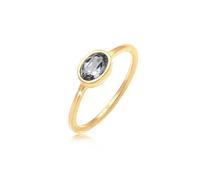 Verlobungsring ELLI "Oval Glas Kristalle Grau 925 Sterling Silber" Gr. 54, gold, Fingerringe, Damen, 54mm, Silber 925 (Sterlingsilber), 1,5mm, Verlobungsring (56725619-54) gold