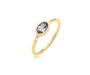 Verlobungsring ELLI "Oval Glas Kristalle Grau 925 Sterling Silber" Gr. 54, gold, Fingerringe, Damen, 54mm, Silber 925 (Sterlingsilber), 1,5mm, Verlobungsring (56725619-54) gold