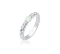 Verlobungsring ELLI PREMIUM "Glas Kristalle Synthetischer Opal 925 Sterling Silber" Gr. 52, silber, Fingerringe, Damen, 52mm, Silber 925 (Sterlingsilber), 3mm, Verlobungsring (47029608-52) silber