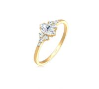 Verlobungsring ELLI "Ring Marquise Design 925 Silber, mit Kristallen von Swarovski" Gr. 52, gold, Fingerringe, Damen, 52, Silber 925 (Sterlingsilber), Verlobungsring (60645834-52) gold