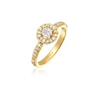 Verlobungsring ELLI "Ring Zirkonia Klassik Verlobung 925 Silber" Gr. 54, gold, Fingerringe, Damen, 54, Silber 925 (Sterlingsilber), Verlobungsring (44269569-54) gold