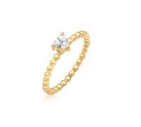 Verlobungsring ELLI "Verlobungsring Herz Zirkonia Kristall 925 Silber" Gr. 58, gold, Fingerringe, Damen, 58mm, Silber 925 (Sterlingsilber), 2mm, Verlobungsring (32533263-58) gold