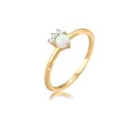 Verlobungsring ELLI "Vintage Zirkonia Kristalle Opal Trend 925 Silber" Gr. 58, gold, Fingerringe, Damen, 58mm, Silber 925 (Sterlingsilber), 1,5mm, Verlobungsring (57803245-58)