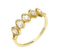 Verlobungsring Gold 14 Karat Au585 Echt Schmuck mit Marquise Topas, Halb-Ewigkeit 14K Gelbgold Eheringe Gr.60 (19.1)
