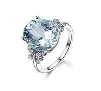 Verlobungsring mit Strasssteinen, blauer natürlicher Kristall, ovaler Prinzessschliff, Ehering, Größe 8