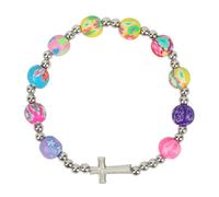 VerLuky Kommunion Geschenke für Mädchen, Bunten Perlen Armband Kommunion mit Kreuz, Glückwunschkarte zur Taufe für Taufgeschenke Mädchen Erstkommunion Geschenk Konfirmation