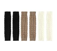 Vernerth Stulpen Damen 3 Paar - Warme Winter Leg Warmers & Beinstulpen für Frauen und Mädchen, Gestrickte Kurze Stulpen in Schwarz, Grau, Khaki - Bequem, Dehnbar, Stilvoll für Herbst & Winter