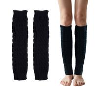 Vernerth Stulpen Damen - Warme Winter Leg Warmers aus weichem Strick, Lange Stulpen für Frauen & Mädchen, Einheitsgröße, Kuschelige Beinwärmer & Kniestrümpfe für Herbst und Winter, Schwarz