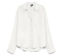Langarmbluse VERO MODA "VMAURA LS SHIRT WVN NOOS", Damen, Gr. M, snow weiß, Web, Obermaterial: 100% Viskose, unifarben, regular fit hüftbedeckend, V-Ausschnitt, Blusen, Viskose, regular fit (87971156-