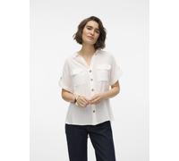Vero Moda Kurzarmbluse BUMPY – Regular Fit, reine Viskose – Weiß XS