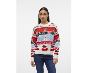 Vero Moda - Bekleidung VMHOLLY JOLLYFLAKES LS O-NECK PULL.XMAS - Beige - Größe XL