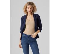 Kurzblazer VERO MODA "VMJESMILO 3/4 LOOSE BLAZER WVN NOOS", Damen, Gr. XL, blau (navy blazer), Web, Obermaterial: 55% Viskose, 45% Leinen, unifarben, regular fit normal, V-Ausschnitt, Blazer Kurzblaze