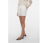 Jeansshorts VERO MODA "VMLYRA HR PAPERBAG SHORTS MIX", Damen, Gr. XS, N-Gr, snow weiß, Denim/Jeans, Obermaterial: 80% Baumwolle, 20% Polyester, unifarben, loose fit kurz, Jeans Jeansshorts, Baumwollmi