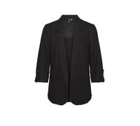 Kurzblazer VERO MODA "VMJESMILO 3/4 LOOSE BLAZER WVN NOOS", Damen, Gr. XL, schwarz, Web, Obermaterial: 55% Viskose, 45% Leinen, unifarben, regular fit normal, V-Ausschnitt, Blazer Kurzblazer, mit Lein