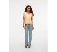 Vero Moda Regular Fit T-Shirt mit Ausbrenner-Effekt Modell 'MAYA' in Offwhite, Größe S
