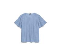 VERO MODA Kurzarmbluse mit Lochstickerei Modell 'CASSANDRA' in Hellblau, Größe L