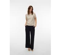 Blusenshirt VERO MODA "VMMYMILO SS O-NECK TOP WVN GA", Damen, Gr. M, silber lining, Web, Obermaterial: 55% Viskose, 45% Leinen, unifarben, regular fit normal, Rundhals, Shirts Blusenshirt, mit Leinen 