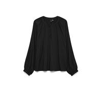 Langarmbluse VERO MODA "VMBELLA LS PLACKET TOP WVN GA NOOS", Damen, Gr. M, schwarz, Web, Obermaterial: 97% Viskose, 3% Elasthan, unifarben, modisch, Rundhals, Langarm, Blusen (94311536-M) schwarz