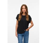 Vero Moda Regular Fit T-Shirt in Ajour-Strickoptik Modell 'MAYA' in Black, Größe M