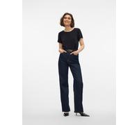 Kurzarmshirt VERO MODA "VMEASY JOY S/S TOP WVN GA", Damen, Gr. S, schwarz, Jersey, Obermaterial: 100% Viskose, unifarben, regular fit, Rundhals, Shirts (47092641-S) schwarz