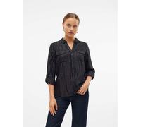 VERO MODA Damen Vmbumpy Ls Shirt WVN Ga Noos Langarmbluse, Black/Stripes:Silver Lurex, X-Small