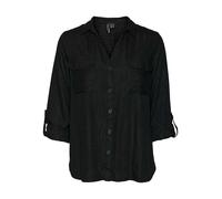 VERO MODA Damen Langarm Bluse Hemdbluse mit Glitzerfäden VMBumpy Glitter 10321777 Black Black Lurex XS