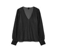 Langarmshirt VERO MODA "VMBECCA LS V-NECK LACE TOP JRS NOOS", Damen, Gr. XS, schwarz, Jersey, Obermaterial: 100% Polyester, unifarben, modisch, normal, V-Ausschnitt, Langarm, Shirts (27792518-XS) schw