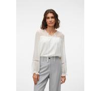 VERO MODA Damen Vmleah Ls Lace Top WVN Ga Noos Langarmshirt, Snow White, M