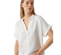 VERO MODA Damen Top Casual Splitneck umgeschlagene Ärmelbündchen Bluse Kurzarm, Farben:Weiß, Größe:L