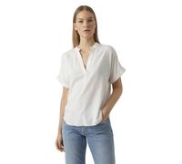 Vero Moda Damen Blusenshirt BEAUTY Splitneck, umgeschlagene Ärmelbündchen, Kurzarm Weiß XS