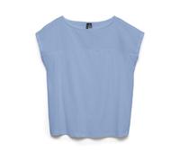 Spitzentop VERO MODA "VMJANNI CS BOAT NECK TOP JRS GA", Damen, Gr. L, brunnera blau, Jersey, Obermaterial: 100% Baumwolle, unifarben, normal, U-Boot-Ausschnitt, Tops Spitzentop, Baumwolle (56401634-L)
