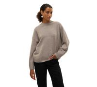 Strickpullover VERO MODA "VMBOOM LS O-NECK PULLOVER GA NOOS", Damen, Gr. XS, moon rock detail:melange, Strick, Obermaterial: 85% Polyester, 7% Polyacryl, 5% Wolle, 3% Elasthan, meliert, loose fit norm