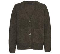 Vero Moda Pullover Boom V-Ausschnitt Oversized Strick mit Wollanteil Schoko Melange XS